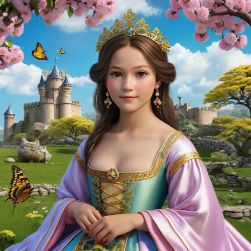fantasy picture,princess sofia,fairy tale character,fantasy portrait,fantasy art,world digital painting,belle,fairy queen,butterfly background,margairaz,margaery,noblewoman,3d fantasy,princess anna,prinses,serafina,portrait background,prinzessin,celtic woman,principessa,Photography,General,Realistic