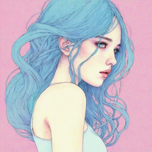 kommuna,pastel wallpaper,soft pastel,blue hair,watercolor blue,yuki,kanon,pastel colors,nadeshiko,hoshihananomia,peignoir,haru,karou,pale,frosta,pieri,nanami,mermaid background,cerulean,digital illustration,Illustration,Paper based,Paper Based 19