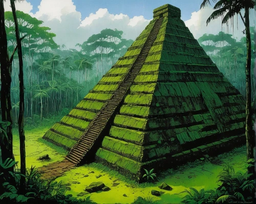 yavin,tikal,eastern pyramid,pyramid,chichen itza,step pyramid,yaxchilan,xunantunich,bonampak,azteca,rathas,mypyramid,palenque,pyramidal,pyramids,aztecas,mesoamerican,prehispanic,kharut pyramid,ziggurat,Illustration,Realistic Fantasy,Realistic Fantasy 06