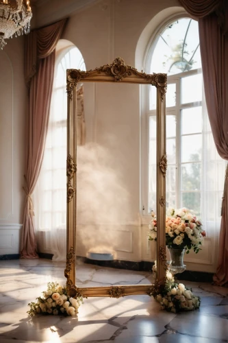enfilade,ornate room,four poster,bedchamber,malplaquet,rococo,gustavian,decorative frame,chambre,armoire,beauty room,wedding frame,magic mirror,fragonard,the mirror,baccarat,damask background,bridal suite,mirror frame,dressing table,Photography,General,Cinematic