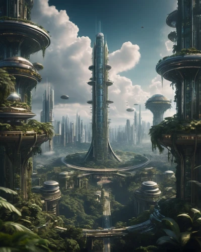 futuristic landscape,arcology,terraformed,cardassia,ecotopia,homeworlds,alien world,ancient city,coruscant,primordia,skyterra,alien planet,homeworld,deltha,terraform,ordos,sulaco,areopolis,citadels,ringworld,Photography,General,Cinematic