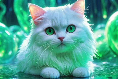 korin,snowbell,cat with blue eyes,cute cat,white cat,kittani,green eyes,cathala,blue eyes cat,patrol,green aurora,aaaa,jiwan,felino,emerald,ludot,defend,minurcat,ori,luminous