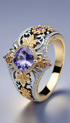 ring with ornament,colorful ring,ring jewelry,tanzanite,goldsmithing,chaumet,mouawad,engagement ring,ringen,birthstone,wedding ring,jewelry manufacturing,jewellers,gemology,jewelers,anillo,gold and purple,circular ring,jeweller,anello,Unique,3D,3D Character
