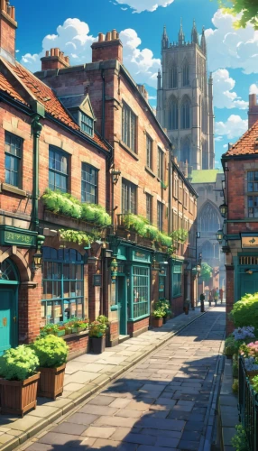 violet evergarden,highstein,york,ludlow,ashforth,bootham,sansom,lincolnesque,woolnoth,potteries,townscapes,victoriana,beautiful buildings,stonegate,kelham,netherfield,waterstreet,cloudstreet,townscape,ainsworth,Illustration,Japanese style,Japanese Style 03