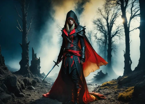 red riding hood,sorceress,wiccan,sorceresses,dhampir,grimm reaper,cloaked,archmage,conjurer,warrior woman,helsing,cloak,darkfall,auditore,huntress,cimmerian,sorceror,jarlaxle,maedhros,wodrow