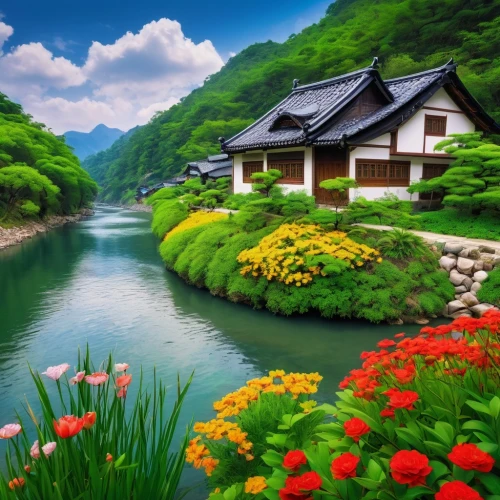 beautiful japan,japan landscape,japan garden,nature wallpaper,japon,japanese floral background,landscape background,beautiful landscape,home landscape,background view nature,splendor of flowers,nature background,green landscape,nature landscape,spring in japan,natural scenery,river landscape,landscape nature,landscapes beautiful,japanese mountains,Illustration,Japanese style,Japanese Style 05