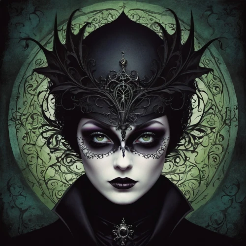 gothic portrait,maleficent,lacrimosa,gothic woman,hecate,malefic,queen of the night,black queen,the enchantress,arachne,crow queen,narcissa,amidala,gothic style,hela,dark gothic mood,masquerade,demoness,victoriana,countess,Art,Artistic Painting,Artistic Painting 33