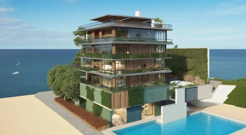 floating island,seasteading,holiday villa,house by the water,penthouses,escala,cube stilt houses,oceanfront,stilt houses,floating islands,stilt house,antilla,condominia,cesar tower,residential tower,portofino,malaparte,3d rendering,luxury property,modern house,Photography,General,Realistic