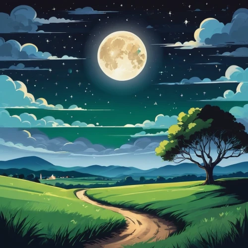 moonlit night,moon and star background,lunar landscape,landscape background,moonlighted,night scene,cartoon video game background,hanging moon,moonlit,full moon,moon night,moon valley,moonscapes,moonscape,moonesinghe,background vector,moon at night,nature background,big moon,moonrise,Illustration,Japanese style,Japanese Style 06