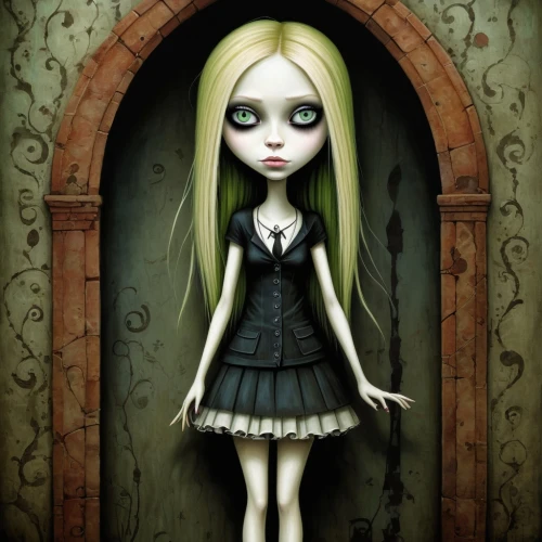 lenore,blythe,gretel,dollmaker,marionette,girl doll,gothic portrait,tumbling doll,artist doll,isoline,female doll,pernicious,gothic woman,painter doll,bergdoll,gothic dress,abigaille,doll looking in mirror,doll kitchen,gothic style,Art,Artistic Painting,Artistic Painting 29