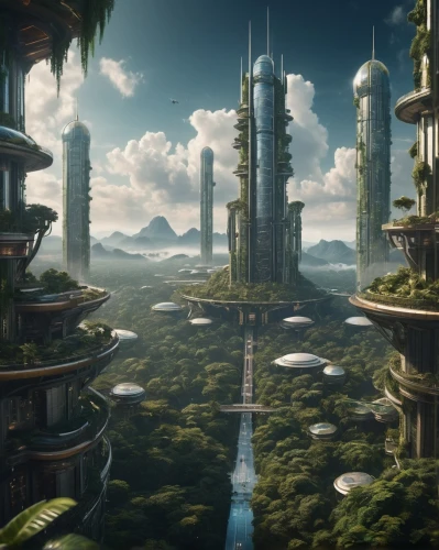 futuristic landscape,ecotopia,yavin,terraformed,arcology,skylstad,skyterra,citadels,skyreach,coruscant,homeworld,ordos,valerian,habitats,skylands,delamar,cardassia,homeworlds,areopolis,kashyyyk,Photography,General,Cinematic