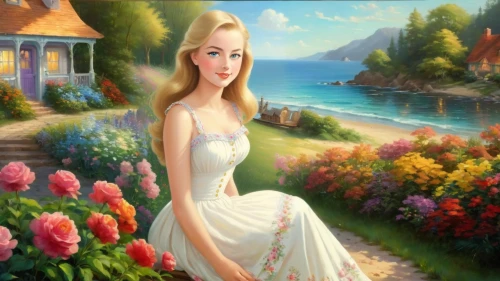 galadriel,fantasy picture,landscape background,girl in flowers,fantasy art,rapunzel,fairy tale character,principessa,girl in the garden,margairaz,eilonwy,ellinor,fantasy portrait,art painting,girl in a long dress,romantic portrait,splendor of flowers,anastasiadis,celtic woman,fantasy woman