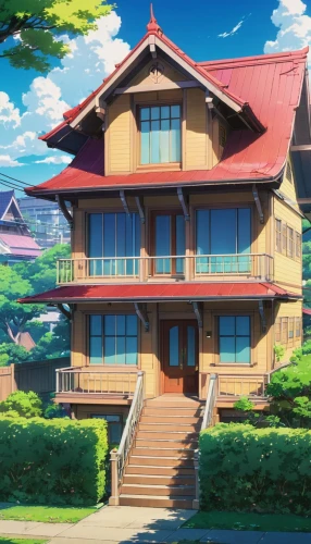 dreamhouse,beautiful home,apartment house,ekonomou,ghibli,kotoko,butka,tsumugi kotobuki k-on,two story house,house by the water,private house,house,machico,kyokai,shinbo,house painting,townhome,himeno,mansion,kazimiya,Illustration,Japanese style,Japanese Style 03