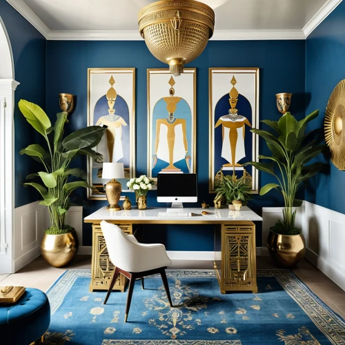 blue room,moroccan pattern,dark blue and gold,ornate room,interior decor,mahdavi,interior design,interior decoration,blue lamp,decor,modern decor,wallcoverings,decors,danish room,decoratifs,opulent,opulently,fromental,blue painting,contemporary decor,Photography,General,Realistic