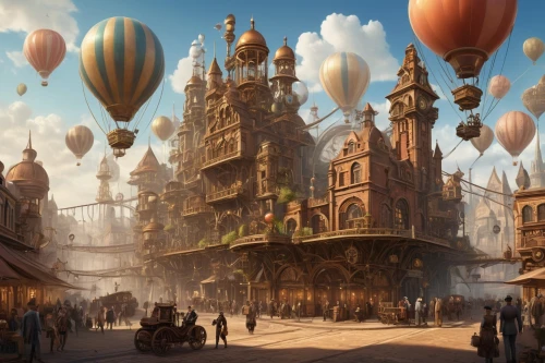 airships,fantasy city,fantasyland,balloonists,balloonist,steampunk,fantasy art,imaginarium,fantasy world,shanghai disney,naboo,3d fantasy,balloon and wine festival,airship,world digital painting,bazars,citadels,imaginationland,victoriana,marketplace,Photography,General,Cinematic