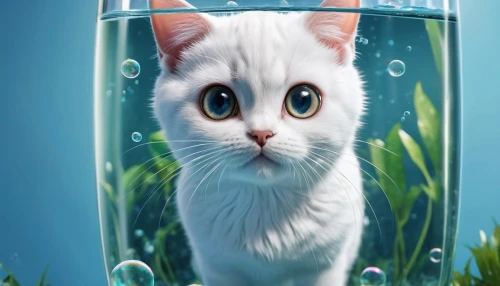 cat drinking water,cute cat,aquafina,korin,fish in water,cat on a blue background,underwater background,agua,cartoon cat,lily water,aquacade,cat with blue eyes,blue eyes cat,water,cat's eyes,cat,in water,wata,cute cartoon image,cute cartoon character,Photography,General,Realistic