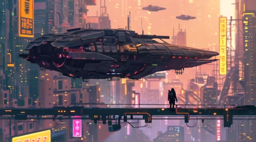 bladerunner,dropship,scifi,sci - fi,sci fi,neuromancer,coruscant,deckard,cybercity,sci fiction illustration,homeworld,cyberpunk,skyways,homeworlds,space ships,airships,freighter,cyberworld,docked,spaceship