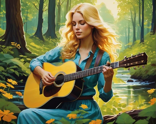 the blonde in the river,guitar,playing the guitar,strumming,woman playing,acoustic guitar,songful,songstress,songwriter,lissie,folksinger,serenade,musician,mandolin,jessamine,melodious,concert guitar,epiphone,songandaprayer,gayheart,Conceptual Art,Fantasy,Fantasy 04
