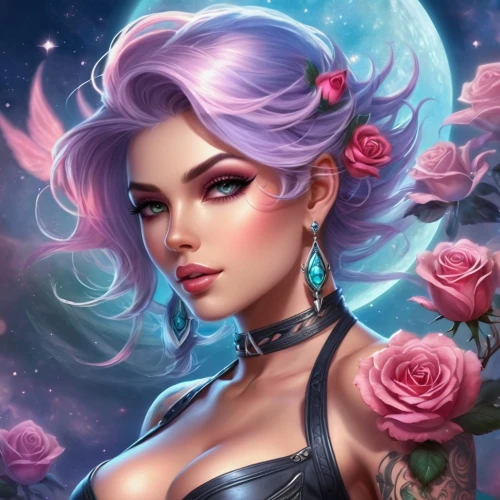 sky rose,fantasy portrait,bella rosa,rose flower illustration,rosa,romantic rose,purple rose,rosa 'the fairy,liliana,zodiac sign libra,rose blossom,pink roses,bright rose,pink rose,set of cosmetics icons,megara,vi,maeve,lilac blossom,rosa peace,Illustration,Realistic Fantasy,Realistic Fantasy 01