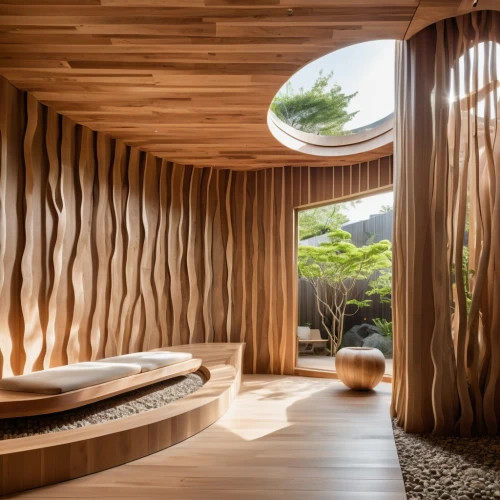 bamboo curtain,wooden sauna,timber house,archidaily,japanese-style room,cubic house,dunes house,mahdavi,seidler,wood structure,cedar,amanresorts,bentwood,earthship,associati,patterned wood decoration,lovemark,laminated wood,wood window,bohlin,Photography,General,Realistic