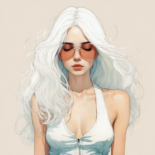 white lady,kommuna,white bird,sunglass,daenerys,aquamarine,aviators,sunglasses,sigyn,digital painting,peignoir,seafoam,digital illustration,eyewear,blanca,sun glasses,dany,blanche,sunwear,targaryen,Illustration,Paper based,Paper Based 19