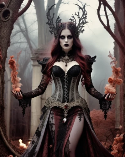 sirenia,gothic woman,abaddon,demoness,sorceress,the enchantress,malefic,hecate,lilith,rasputina,vampire woman,enchantress,melisandre,vampyres,samhain,vampyre,vampire lady,gothic style,saraya,bloodrayne,Illustration,Realistic Fantasy,Realistic Fantasy 46