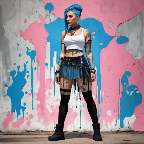 punk design,karou,punk,jeffree,jinx,streampunk,punkish,tattoo girl,grimes,kreayshawn,ashlee,psychobilly,burzenin,gaige,cyberpunks,monami,halsey,liara,blue hair,punky,Conceptual Art,Graffiti Art,Graffiti Art 08