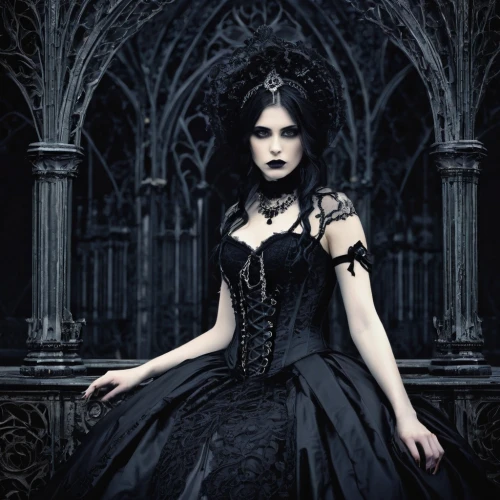 gothic woman,gothic dress,gothic portrait,gothic style,gothic,dark gothic mood,sirenia,victoriana,malefic,gothicus,gothika,goth woman,evanescence,isoline,lacrimosa,dark angel,black queen,darkling,abigaille,shrilly,Illustration,Realistic Fantasy,Realistic Fantasy 46