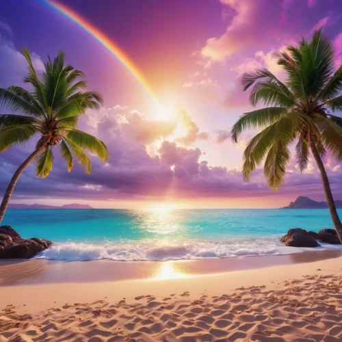 rainbow background,dream beach,colorful background,beautiful beach,tropical beach,background colorful,beautiful beaches,rainbow pencil background,umbrella beach,paradise beach,rainbow at sea,beach landscape,beach scenery,rainbow colors,pot of gold background,caribbean beach,hawaii,sunburst background,seychelles,summer background,Photography,General,Realistic