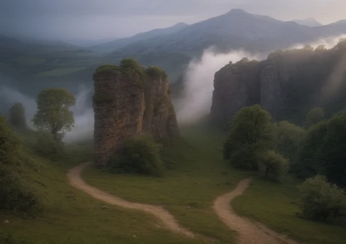 foggy landscape,carpathians,couloumbis,kallur,fantasy landscape,anana mountains,mountain landscape,elbe sandstone mountains,the mystical path,romania,the russian border mountains,saxon switzerland,foggy mountain,ingushetia,mountainous landscape,bastei,meteora,adygea,rivendell,dolomites,Photography,General,Natural