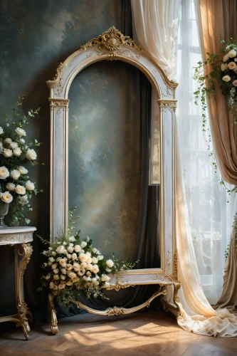 decorative frame,flower frame,mirror frame,malplaquet,art deco frame,art nouveau frame,flower frames,art nouveau frames,gustavian,floral frame,the mirror,curtain,wedding frame,peony frame,flowers frame,magic mirror,armoire,dressing table,roses frame,ornate room,Photography,General,Fantasy