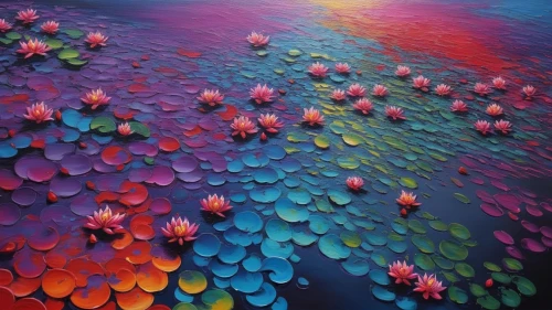 pink water lilies,colorful water,water flowers,water lilies,flower water,sea of flowers,waterlilies,flower carpet,water lotus,colorful flowers,colorful balloons,flower painting,water flower,lotuses,lotus on pond,colorful heart,flower wallpaper,colorful stars,colorful background,fallen colorful,Illustration,Realistic Fantasy,Realistic Fantasy 25
