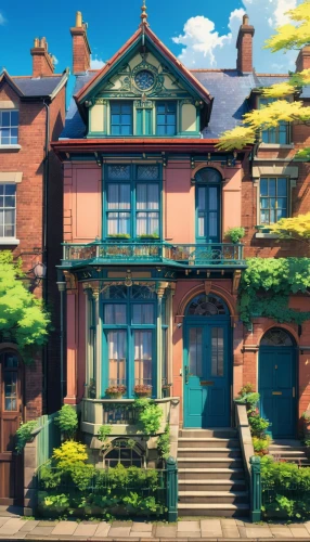 brownstones,victorian house,rowhouse,rowhouses,brownstone,apartment house,old victorian,victorian,dreamhouse,townhouse,maplecroft,townhome,townhomes,mansard,victoriana,townhouses,houses clipart,beautiful buildings,bostonia,beautiful home,Illustration,Japanese style,Japanese Style 03