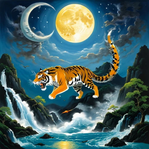 tigar,asian tiger,bengal tiger,panchatantra,harimau,rimau,tigert,tyger,a tiger,tigris,riverclan,tigers,tigress,tiger,moonan,chandernagore,thunderclan,fantasy picture,tigerair,stigers,Illustration,Realistic Fantasy,Realistic Fantasy 32