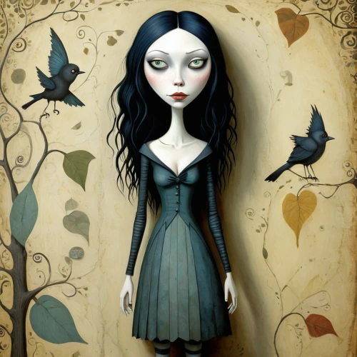 dollmaker,gothic woman,gothic dress,gothic portrait,lenore,morwen,coraline,behenna,marionette,morticia,isoline,wooden doll,persephone,faerie,iseult,artist doll,musidora,malefic,goth woman,painter doll,Art,Artistic Painting,Artistic Painting 29