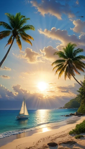 beach landscape,tropical beach,tropical sea,caribbean,caribbean beach,beach scenery,beautiful beach,dream beach,caribbean sea,beautiful beaches,the caribbean,hawaii,landscape background,tropical island,full hd wallpaper,sunrise beach,coconut trees,summer background,paradise beach,south pacific,Conceptual Art,Sci-Fi,Sci-Fi 19