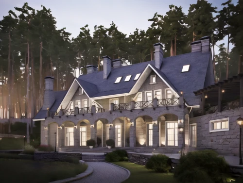house in the forest,luxury home,new england style house,forest house,3d rendering,streamwood,country estate,house in the mountains,luxury property,large home,bendemeer estates,kleinburg,mansion,beautiful home,chalet,house in mountains,ferncliff,villa,palladianism,victorian