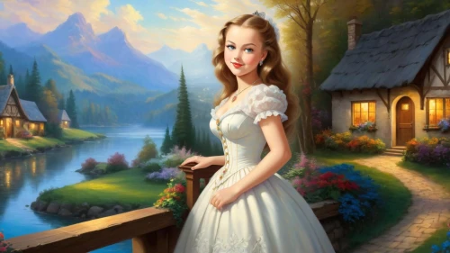 fantasy picture,fairy tale character,romantic portrait,landscape background,innkeeper,housemaid,girl on the river,girl in a long dress,portrait background,maidservant,children's background,cinderella,photo painting,dorthy,dirndl,gwtw,art painting,girl in the garden,young girl,jessamine