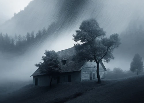 foggy landscape,mountain hut,lonely house,house in mountains,mountain huts,black forest,home landscape,wuthering,foggy mountain,sheltering,northern black forest,house in the mountains,monsoon,wooden hut,morning mist,alpine hut,rainfall,black landscape,the cabin in the mountains,deviantart,Photography,Artistic Photography,Artistic Photography 06
