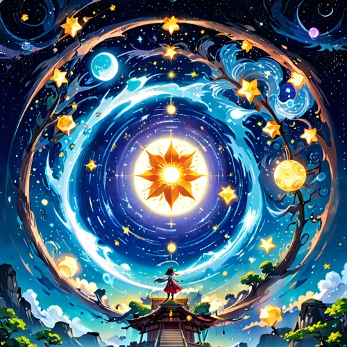 moon and star background,starry sky,starscape,starcatchers,planetarium,celestial event,star sky,star illustration,falling star,starry night,starlit,stars and moon,maplestory,astronomer,starbright,fairy galaxy,time spiral,cosmosphere,spiral background,falling stars,Anime,Anime,Traditional