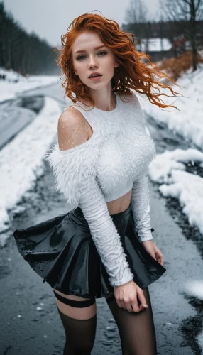 white winter dress,winter background,redhead doll,winter dress,redheads,aliona,eira,snow angel,ice queen,rousse,the snow queen,snow fields,redheaded,redhead,ice princess,white turf,wintery,yelizaveta,red head,snow scene,Photography,Documentary Photography,Documentary Photography 23
