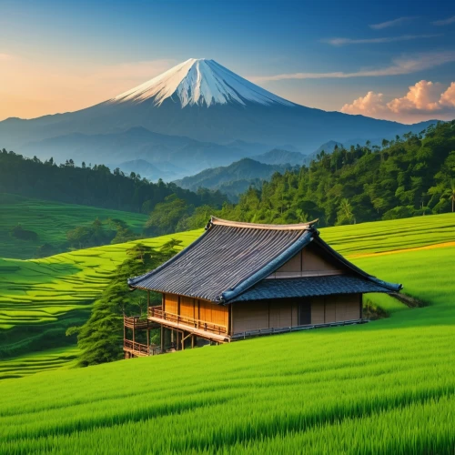 japan landscape,beautiful japan,japanese mountains,rice fields,ricefield,rice field,yamada's rice fields,rice terrace,fuji mountain,mount fuji,mountain landscape,the rice field,landscape background,japanese alps,japanese background,japon,ricefields,mt fuji,beautiful landscape,mountainous landscape,Illustration,Japanese style,Japanese Style 05