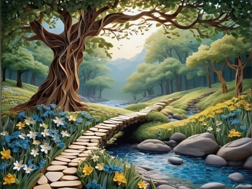 forest path,pathway,forest landscape,wooden path,the mystical path,hiking path,brook landscape,tree lined path,tree top path,the path,fairy forest,forest road,landscape background,forest glade,forest background,nature landscape,walking in a spring,fairytale forest,springtime background,the way of nature,Unique,Paper Cuts,Paper Cuts 09