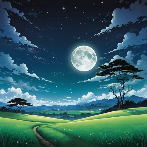 moon and star background,moonlit night,lunar landscape,landscape background,cartoon video game background,blue moon,moon night,moonlit,hanging moon,moonscape,moonscapes,moon at night,moonesinghe,moon,the moon,jupiter moon,big moon,night scene,full moon,nature background,Illustration,Japanese style,Japanese Style 04