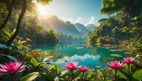 nature wallpaper,nature background,beautiful landscape,landscape background,nature landscape,full hd wallpaper,background view nature,beautiful nature,landscapes beautiful,tropical forest,lily pond,splendor of flowers,natural scenery,beautiful lake,windows wallpaper,landscape nature,tailandia,the natural scenery,beauty in nature,lotus pond,Photography,General,Realistic