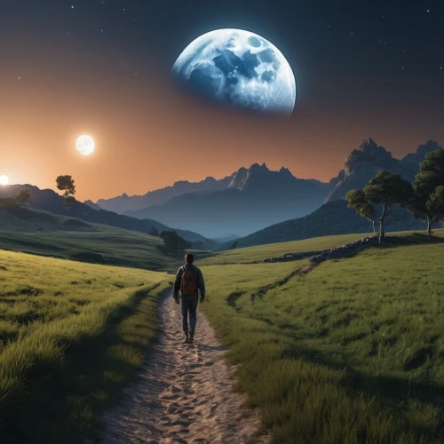 moonwalked,the mystical path,moonwalker,fantasy picture,moon walk,landscape background,moonwalks,moon and star background,the path,cartoon video game background,journeys,moonlighted,fantasy landscape,photo manipulation,full hd wallpaper,moonlit night,homeworlds,lunar landscape,the wanderer,horizons,Photography,General,Realistic