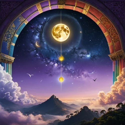 moon and star background,fantasy picture,fantasy landscape,fantasy world,qabalah,hanging moon,fantasy art,dream world,sun moon,world digital painting,goldmoon,3d fantasy,children's background,heaven gate,beautiful wallpaper,crescent moon,skyterra,circumlunar,phase of the moon,fairy world,Photography,General,Natural