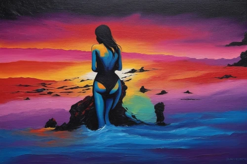 neon body painting,oil painting on canvas,girl on the dune,danxia,dubbeldam,inanna,art painting,bodypainting,woman silhouette,mermaid silhouette,oil pastels,oil painting,oil on canvas,colorful background,bodypaint,acrylic paint,ladyland,amphitrite,dream art,body painting,Illustration,Realistic Fantasy,Realistic Fantasy 25