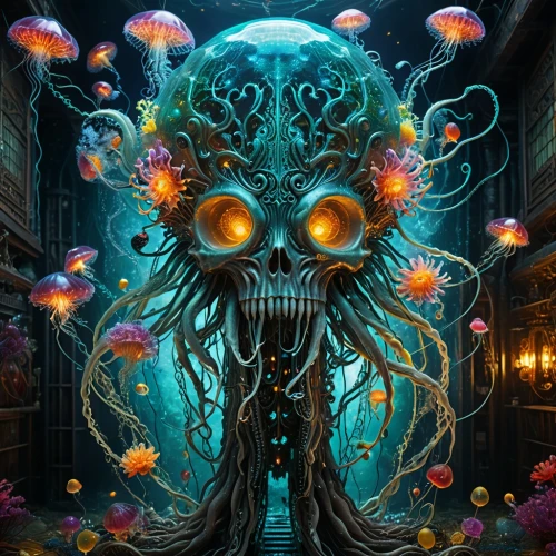 azathoth,deep sea nautilus,medusahead,lovecraftian,nidularium,nautilus,cnidaria,cthulhu,deepsea,narcosis,octopus,apiarium,majora,jellyfish collage,octopi,deep sea,medusae,cephalopod,under sea,prospal,Photography,General,Fantasy