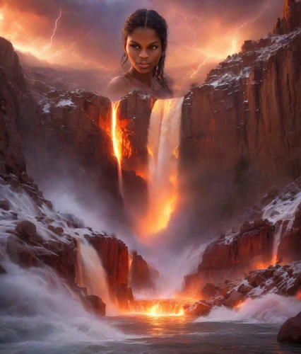 firehole,fire and water,fantasy picture,lake of fire,inanna,el tatio,firefall,geysers,force of nature,supai,pillar of fire,kahlan,the eruption,del tatio,water fall,struzan,lava river,geyser,nature's wrath,shamanic,Photography,Realistic